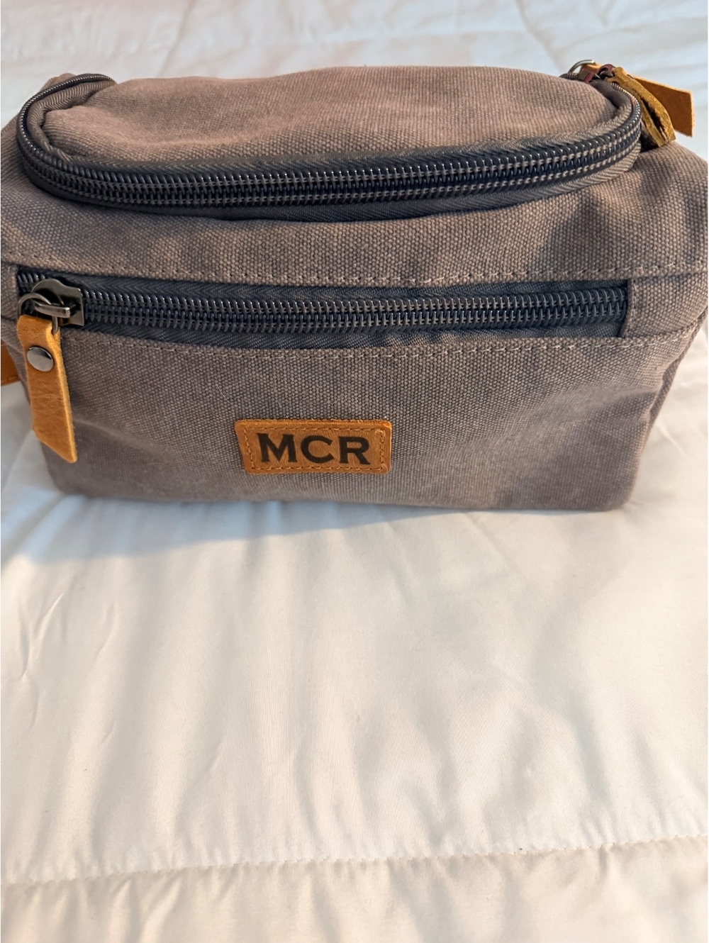MCR Canvas Travel Toiletry Bag with Leather Accents
